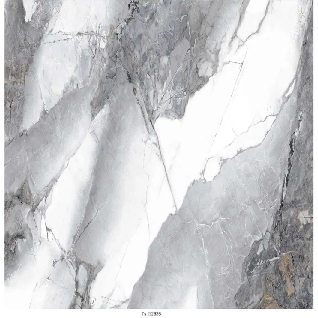 Black Gray Inject Printing Design White Marble Carrara Polished Tile for Wall Floor