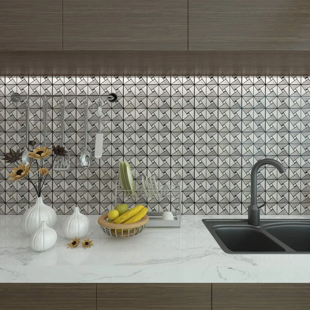 3D Wall Sticker Aluminum Metal Hexagon Mosaic Tiles