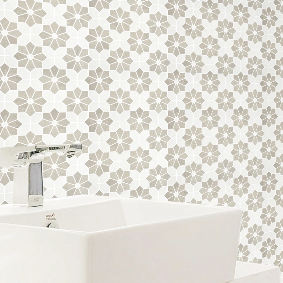 Kitchen Bathroom Decor Carrara White Marble Mosaic Floor Tile Hexagon Tile