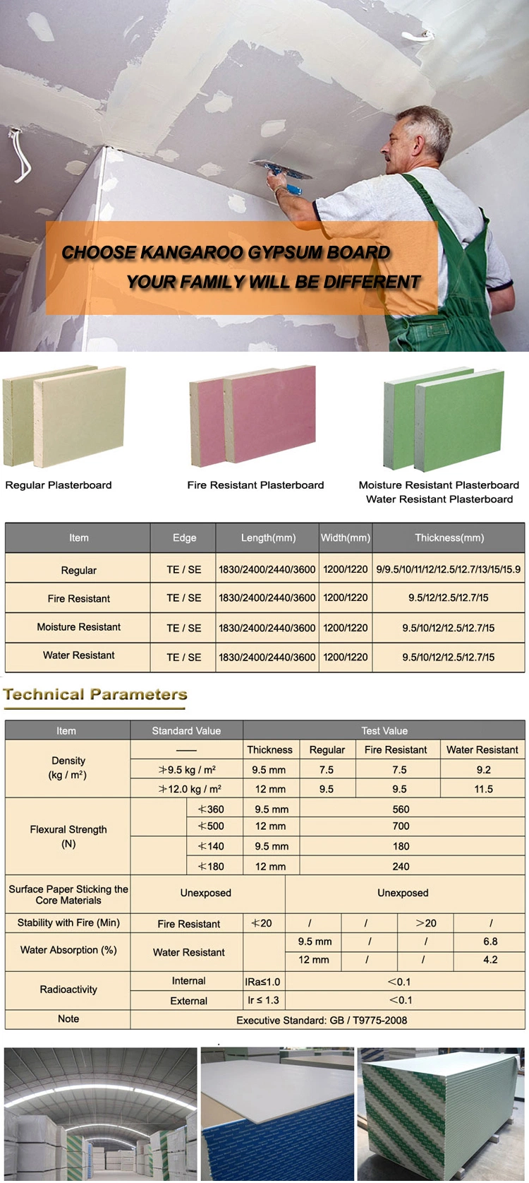 Waterproof Fireproof Insulated Patterned Decorative Drywall Gypsum Plasterboard Ceiling Board