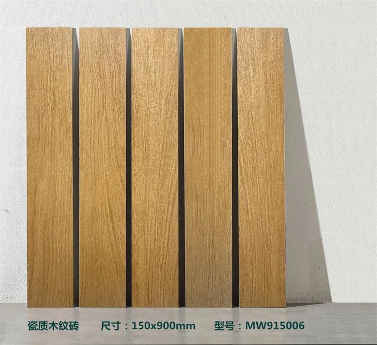 Building Materials Wood Design Porcelain Yellow Colour Floor Tile 150X900