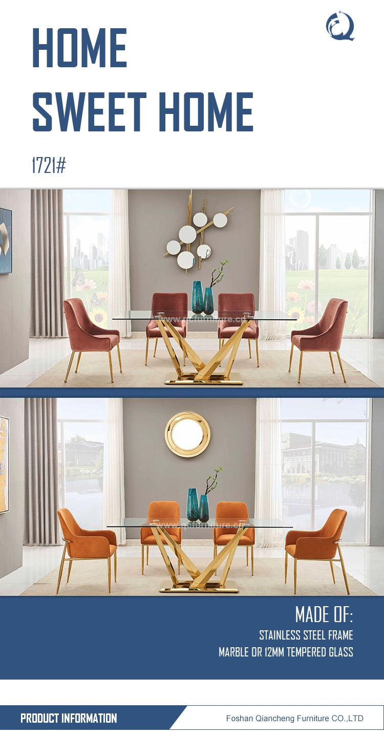 Hotel Dining Room Furniture Modern Stainless Steel White Dining Table Set