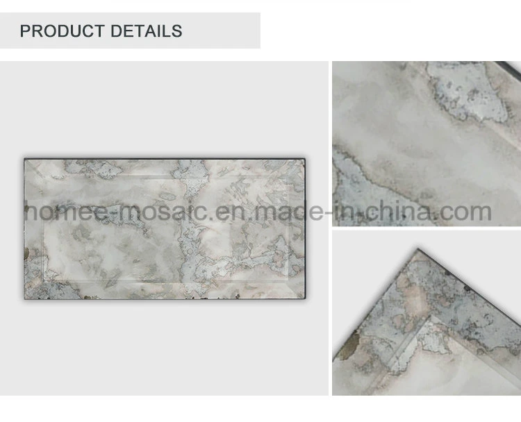 Beveled Glazed Gray Glass Decorative Wall Mirror Glass Tile