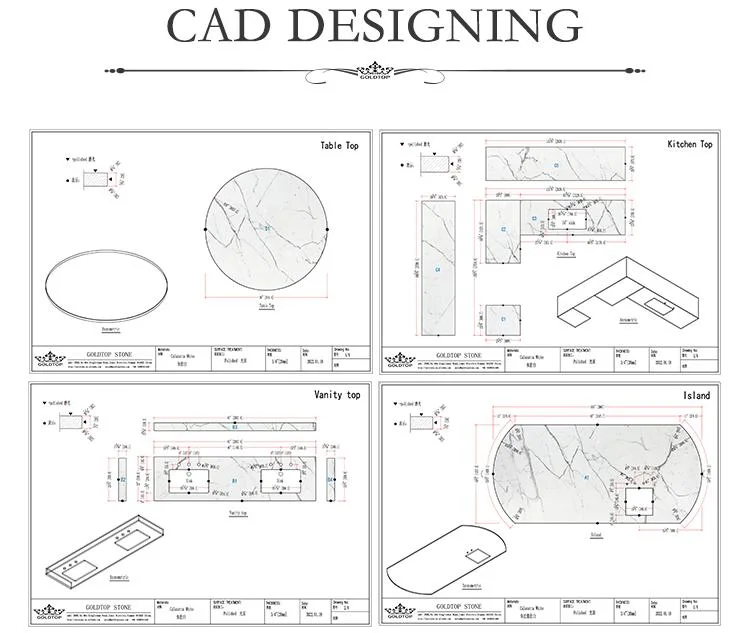 Goldtop Calacatta Roma Island Artificial Stone Tiles Quartz Slabs Kitchen Countertop