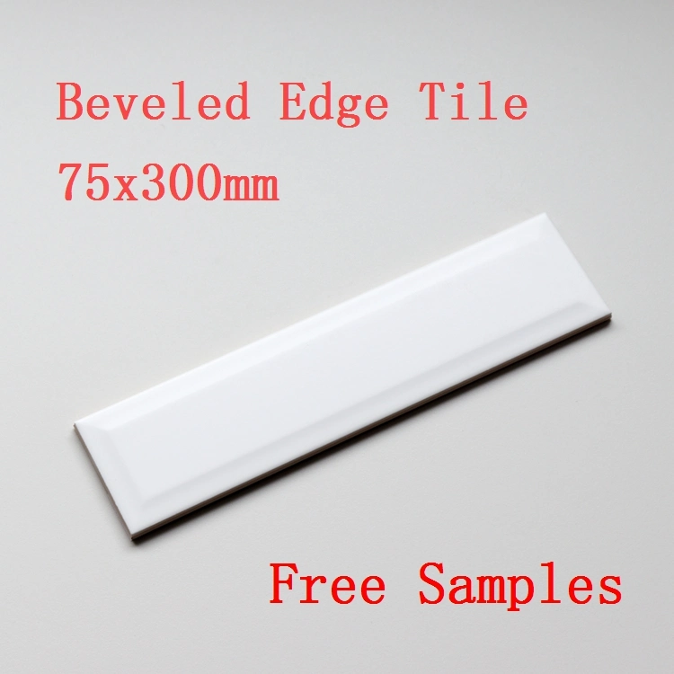 75X300mm White Beveled Edge Subway Wall Tiles Kitchen Backsplash/Bathroom Wall Tiles