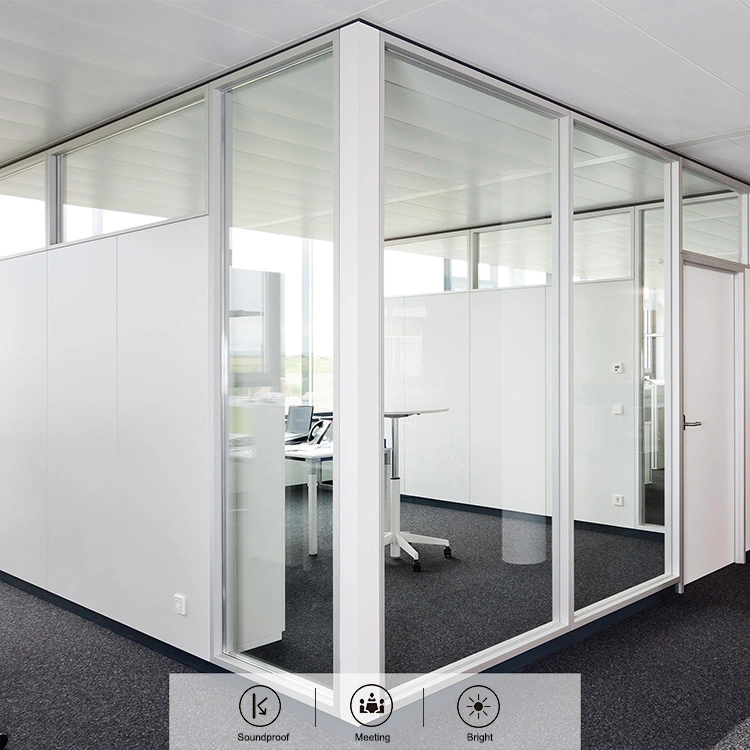 Prefabricated Knockdown Modular Office Building Partition with Tempered Glass Wall