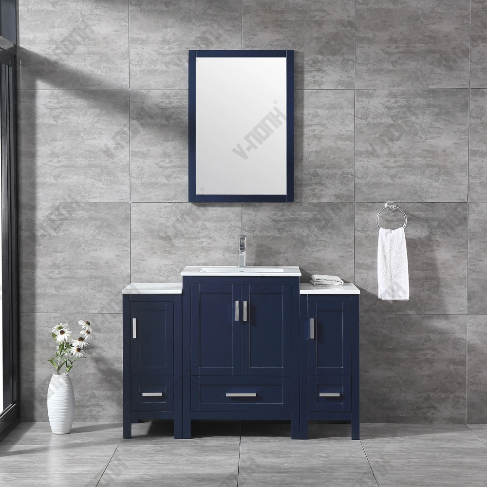 60inch Navy Blue Double Sinks Bathroom Vanity