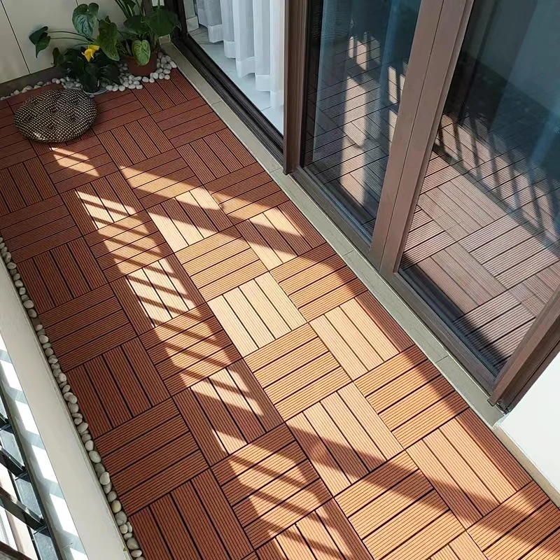 WPC DIY Wood-Plastic Composite Patio Deck Tiles 3D Interlocking Decking Floor Tile