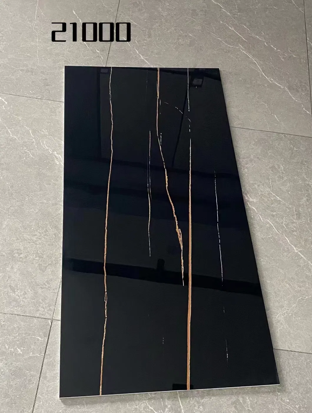 Building Material 600X1200mm Bathroom Dark Black Color Glazed Polished Ceramic Porcelain Marble Flooring Wall Tile