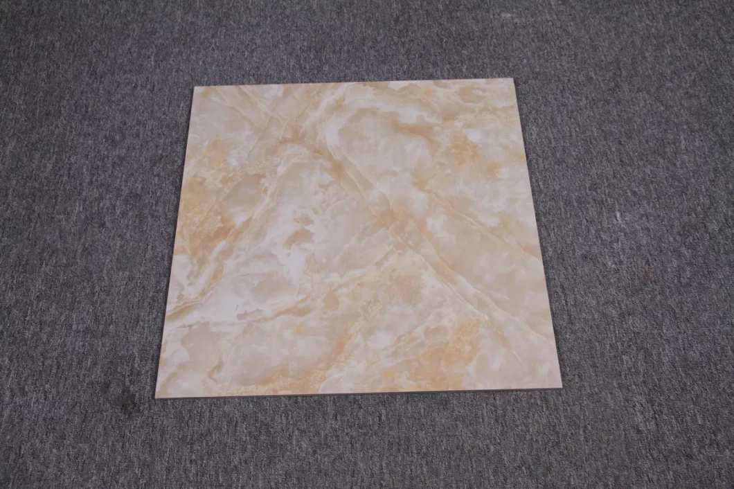 Polished Glazed Porcelain Tile of Jade Stone imitation in Yellow Color of 600X600mm