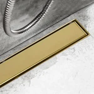 24 Inch Shower Linear Gold Drain Reversible 2-in-1 Cover Tile Insert Grate