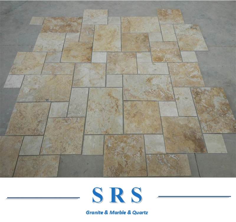Natural Honed French Cut Beige Travertine Tiles for Kitchen/Bathroom/Livingroom/Swimming Pool/ Floor