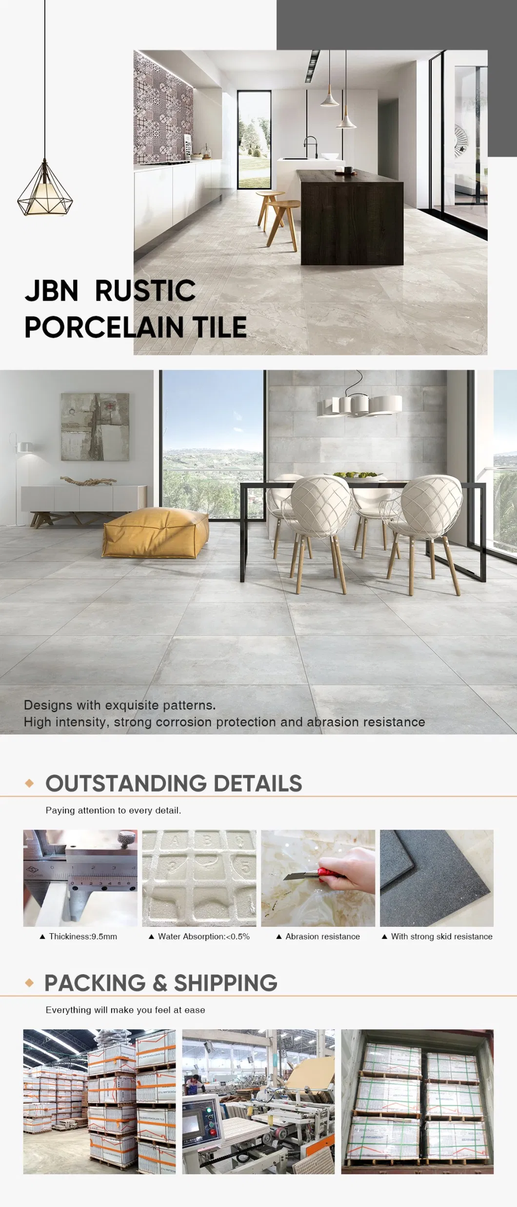 New Arrival 3D Inkjet Rustic Porcelain Floor Tile 600X600mm