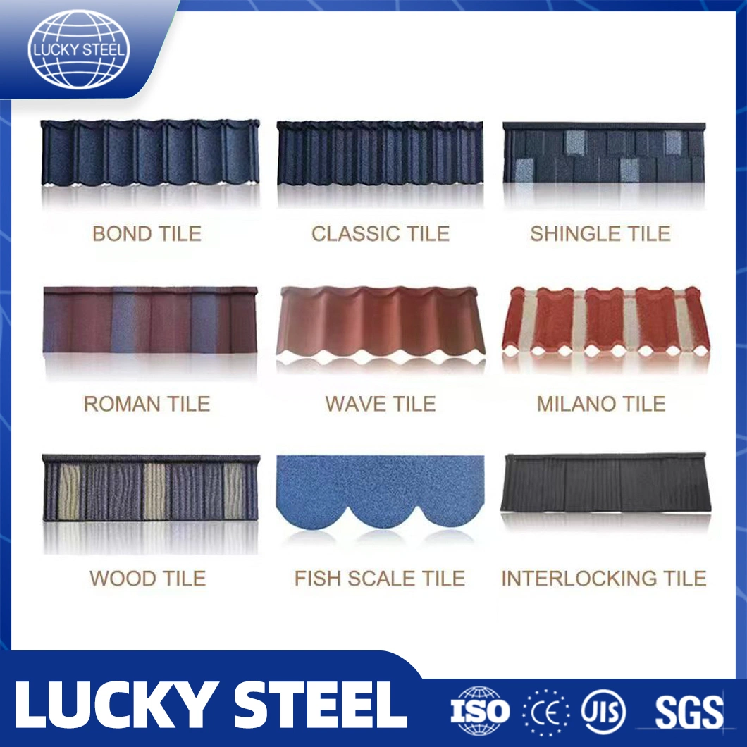 Colorful Stone Coated Steel Bond Type Roof Tile Roofing Shingles