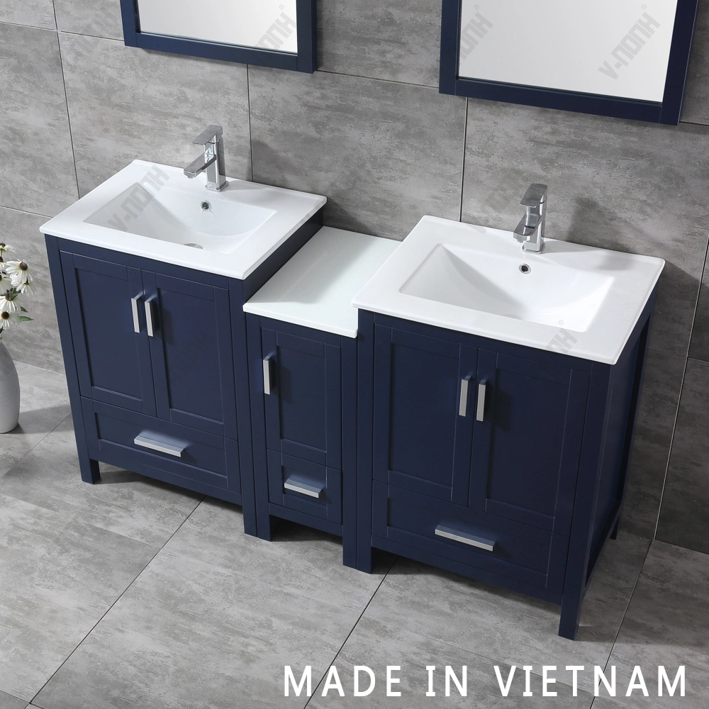 Selling Well Navy Blue Wooden Bathroom Cabinet with Mirror