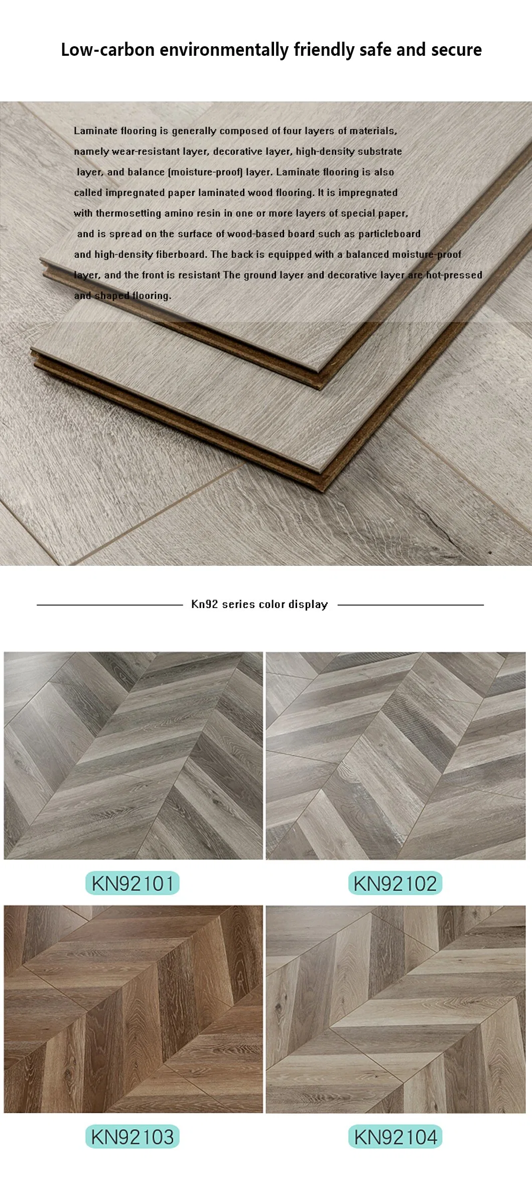 New Matt Gloss HDF Laminate Flooring Tile Supplier with V-Groove Waxed