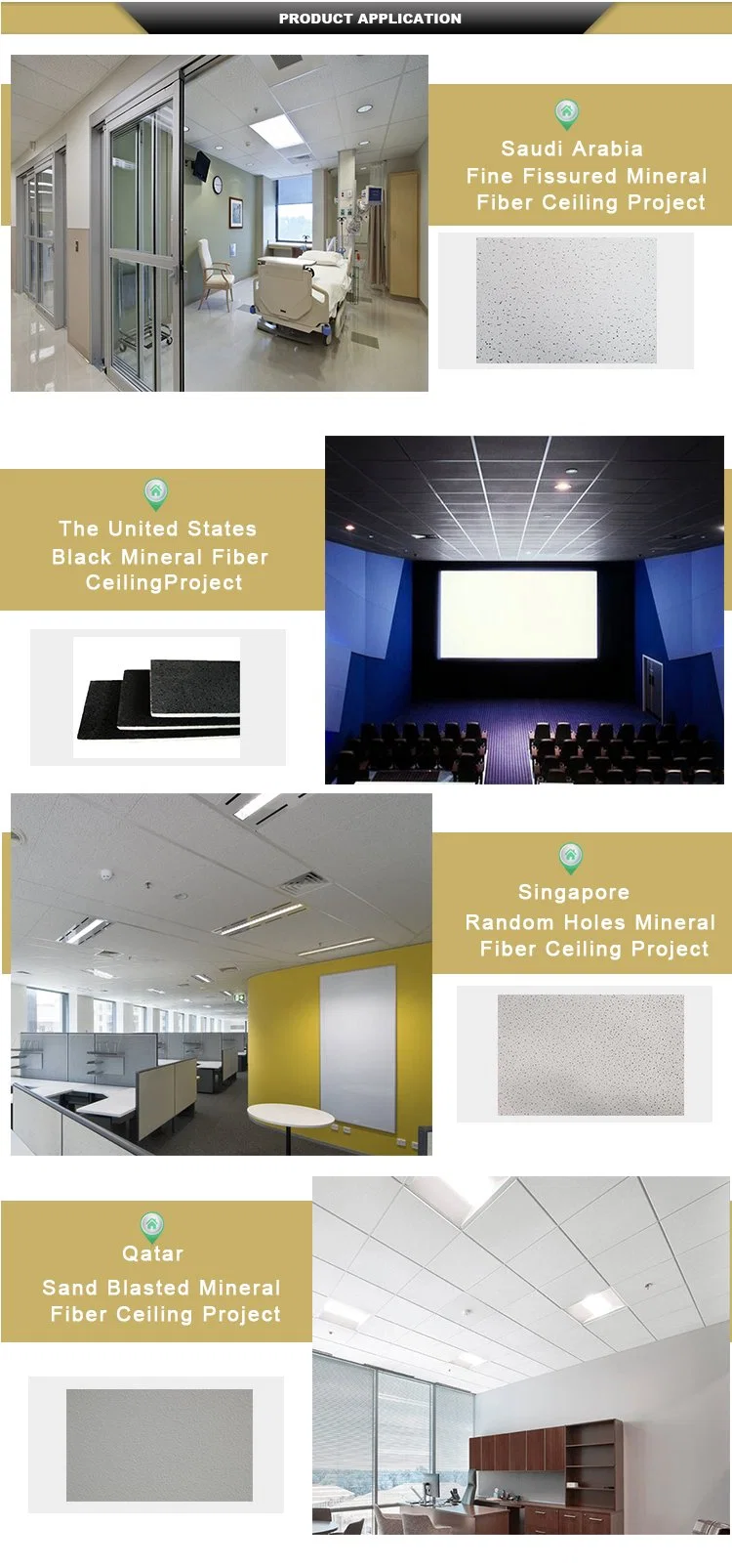 High Quality Panel Ceiling Mineral Fiber Acoustic Ceiling Tiles