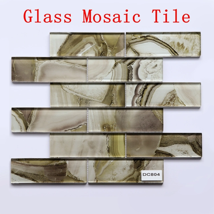 Crystal Glass Diamond Mosaic Resin Conch Tile Rose Gold Wave Backsplash Brown and Beige Tiles--Glass Tiles