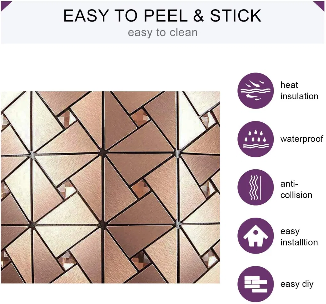 3D Wall Sticker Aluminum Metal Hexagon Mosaic Tiles
