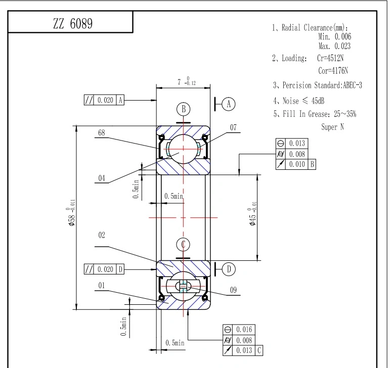 68 Series 6824 Thin Wall Precision Deep Groove Ball Bearing