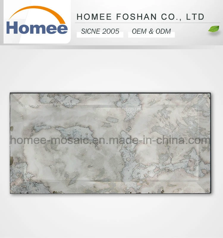 Beveled Glazed Gray Glass Decorative Wall Mirror Glass Tile