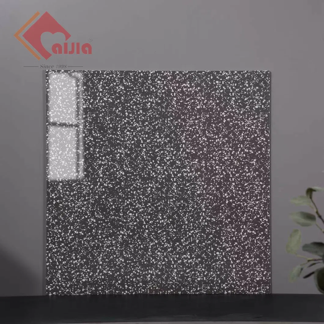 Terrazzo Glazed Porcelain Polished 600X600mm Black, White, Floor Tile, Wall Tile, kitchen Tile, Bathroom Tile