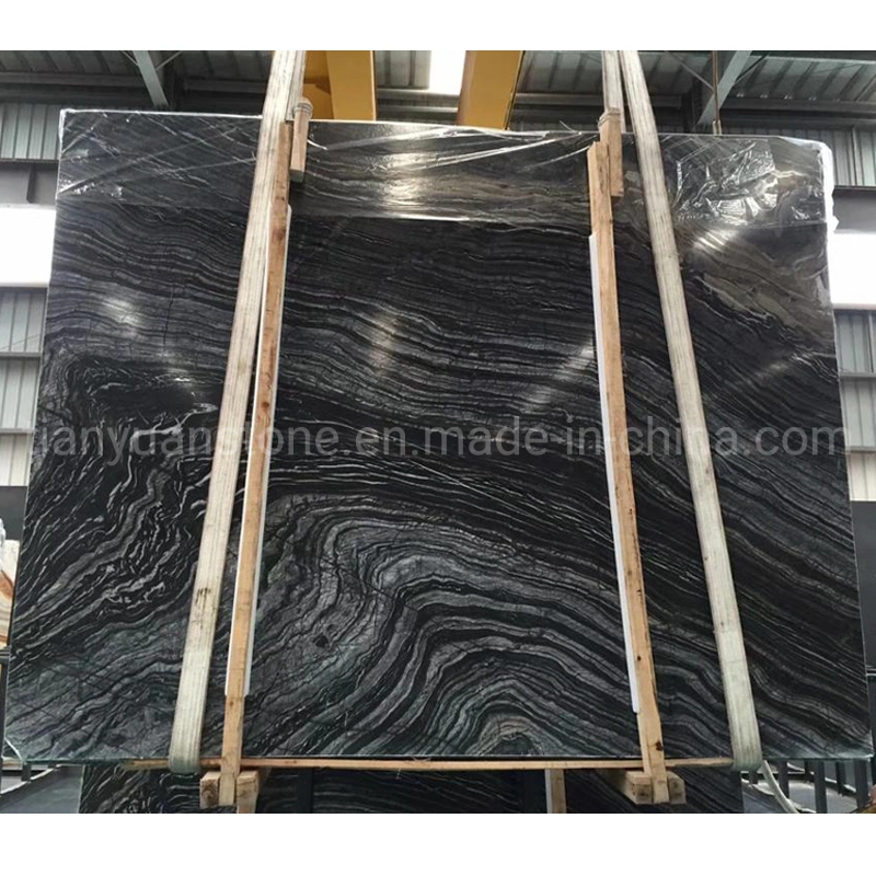 China Cheap Polished Silver Dragon Black Marble for Flooring Tiles