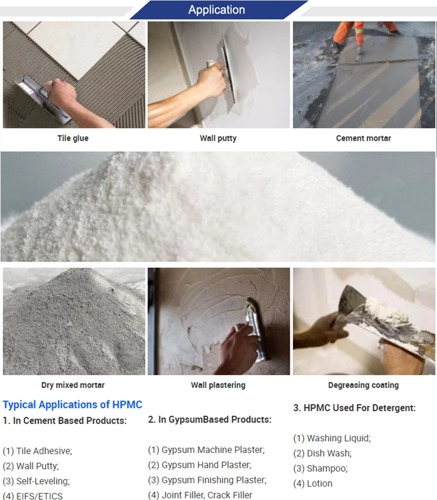 Industrial Grade HPMC Hydroxypropyl Methyl Cellulose for Wall Putty/Mortar/Tile as Adhesive