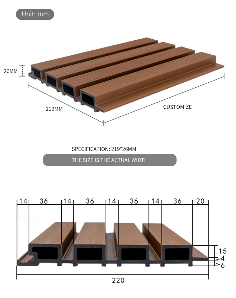 Interior Ecowood PVC Composite Cladding Tiles Soundproof WPC Wall Panel