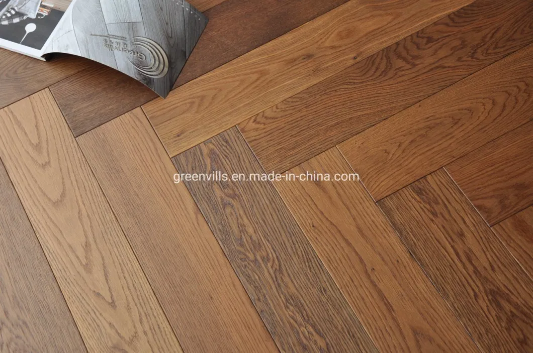 Multiply Herringbone Smoked Oak Wood Flooring/White Oak Parquet Flooring