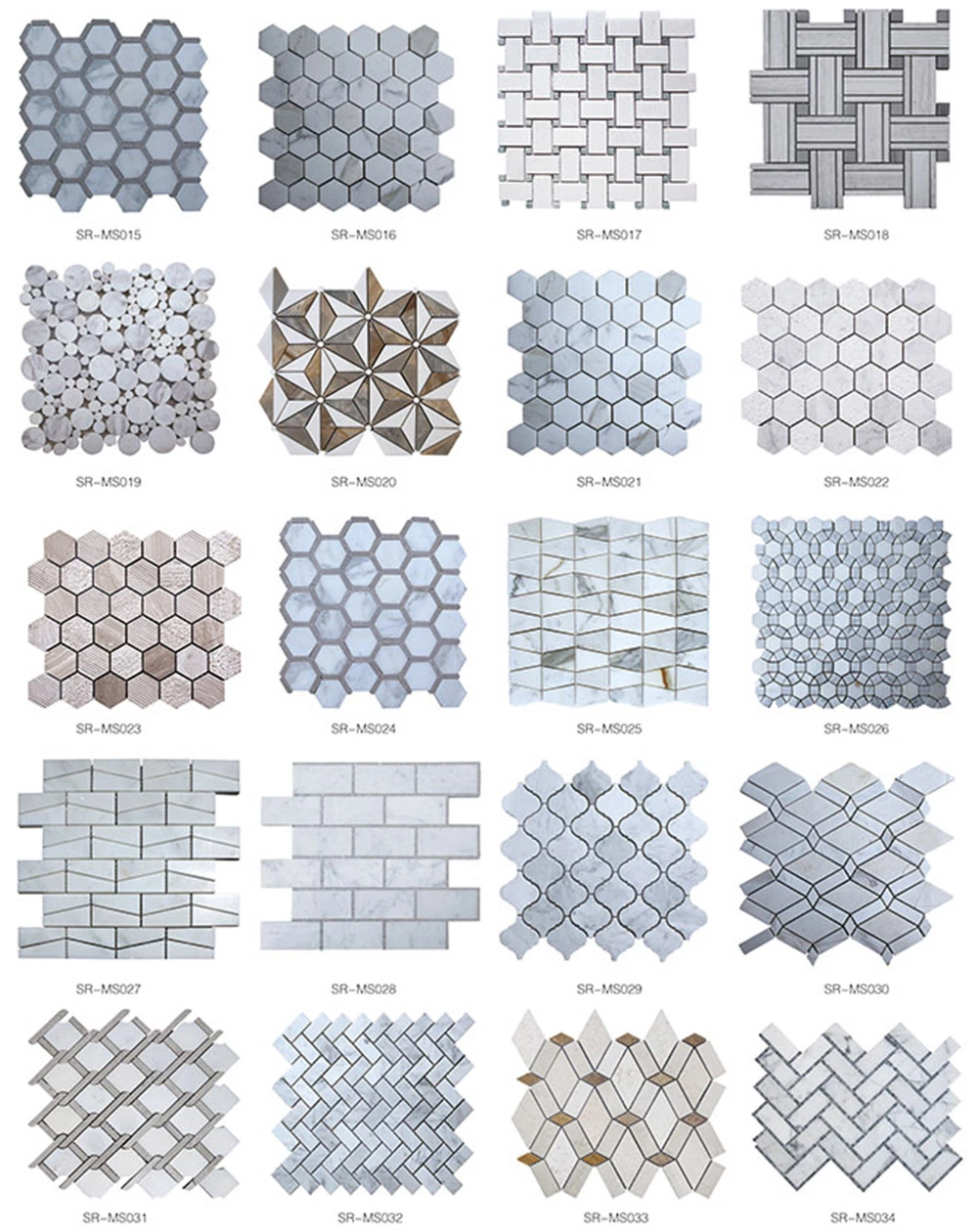 Factory Supply Marble Bathroom Backsplash Hexagonal Marble Mosaic Floor Tile