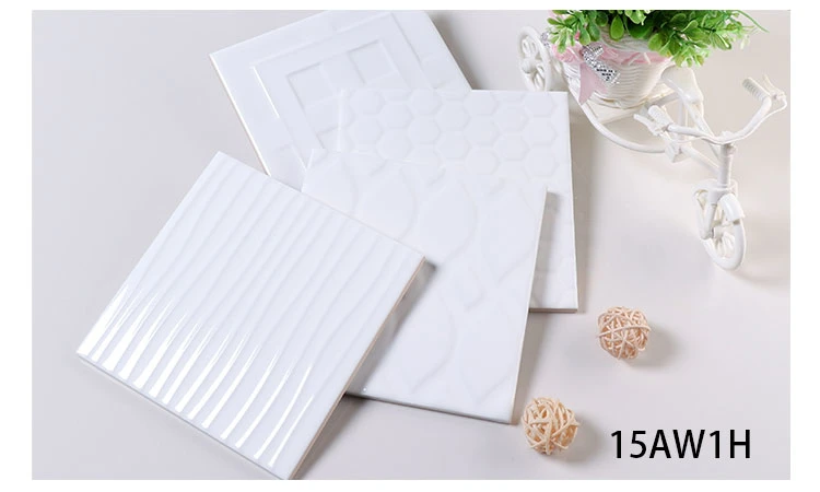 Waterproof Kitchen Backsplash 150X150mm Glossy White Color Ceramic Subway Tile
