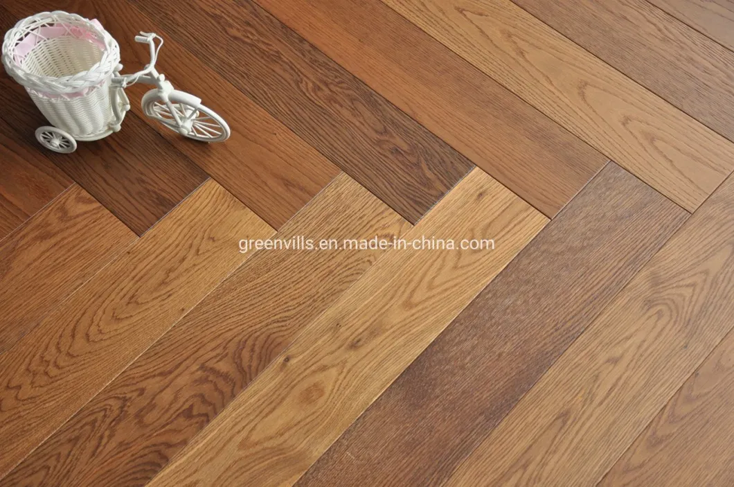 Multiply Herringbone Smoked Oak Wood Flooring/White Oak Parquet Flooring