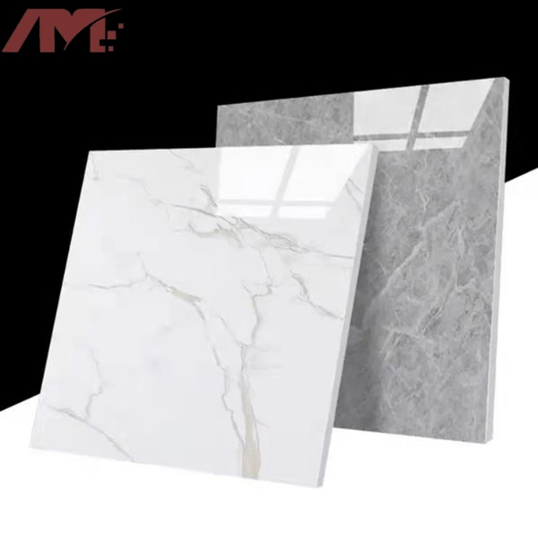 Carrara Design Ceramic Polished White Marble Looking Porcelain Floor Tile Price