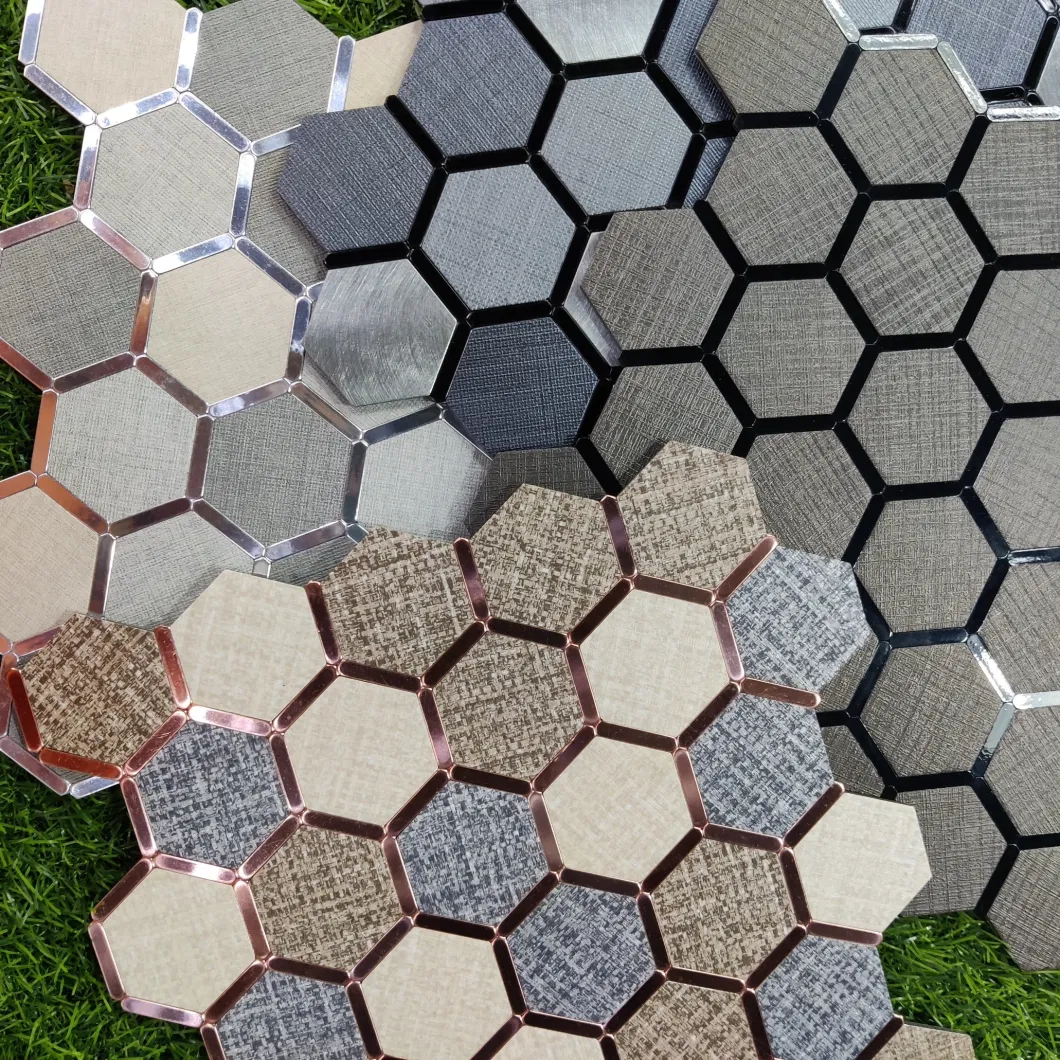 Hexagonal Fabric Aluminum Plastic Light Wall Decorative Mosaic Tile