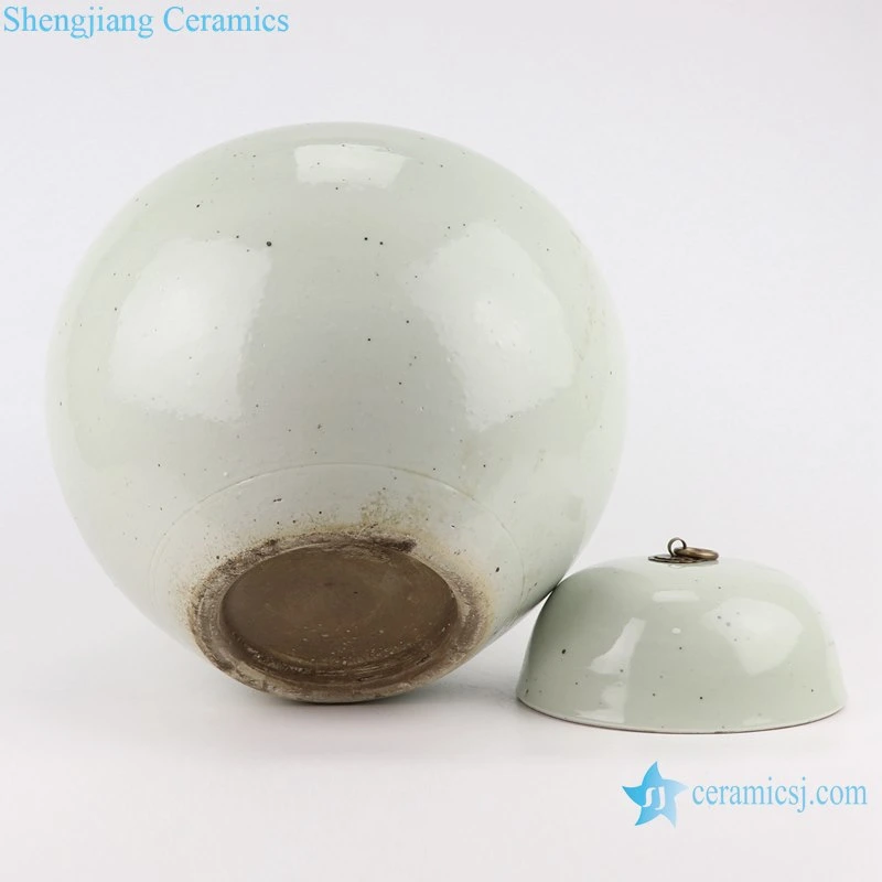 White Porcelain Round Jewelry Storage Holder Ceramic Lidded Jars with Copper Ring