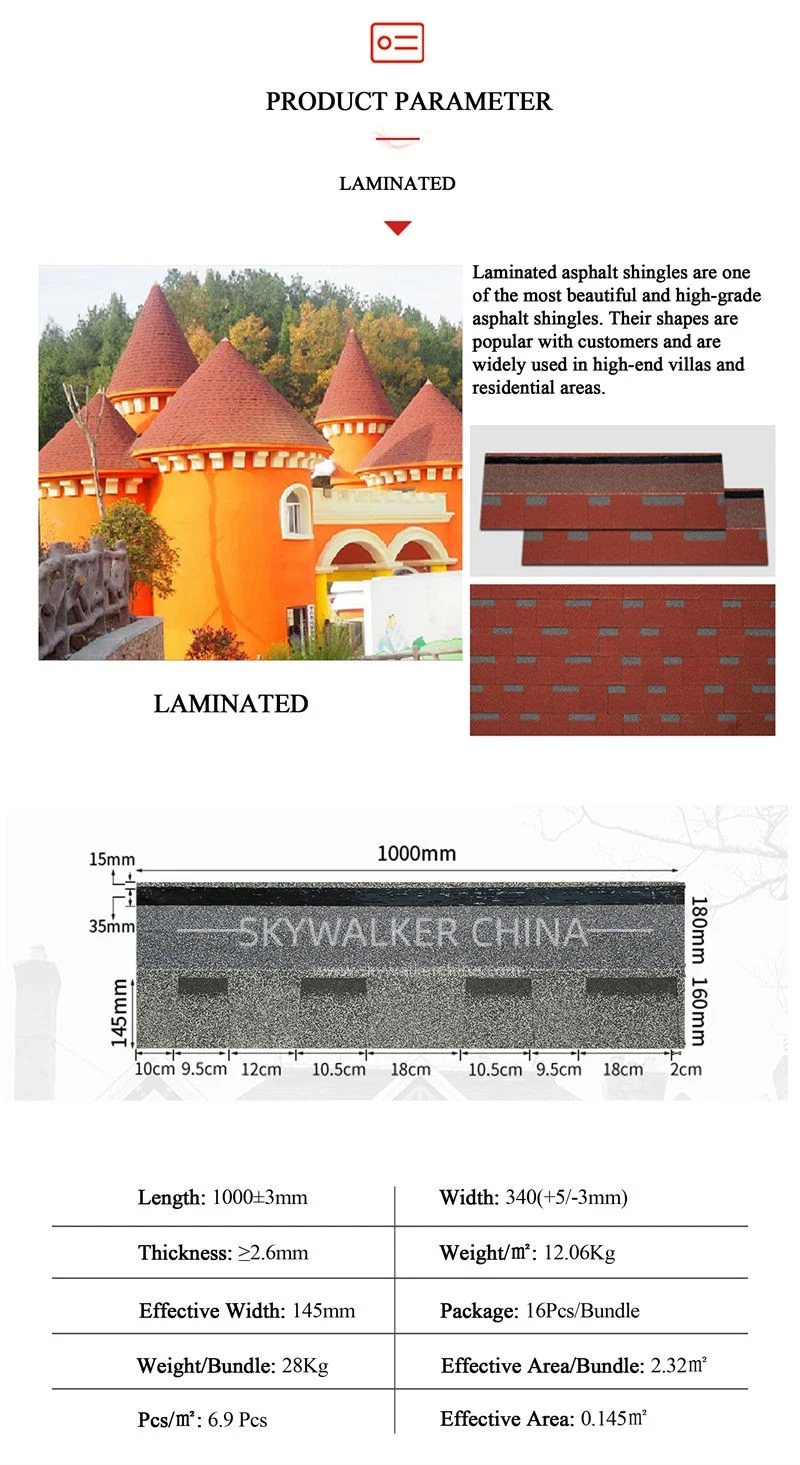 Fireproof Wooden House Asphalt Roofing Shingles