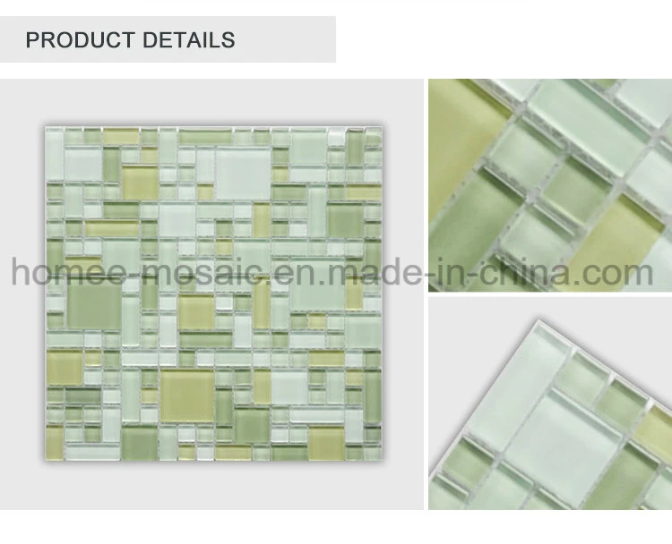 Light Green Glossy Glass Mosaic Tiles for Wall Decoration