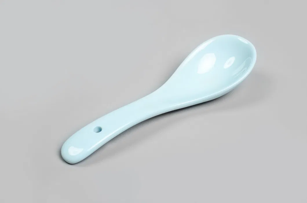 Custom Design Spoon Color Clay High End Shiny Thick Full Red Ceramic Handle Simplicity Salad Soup Spoon