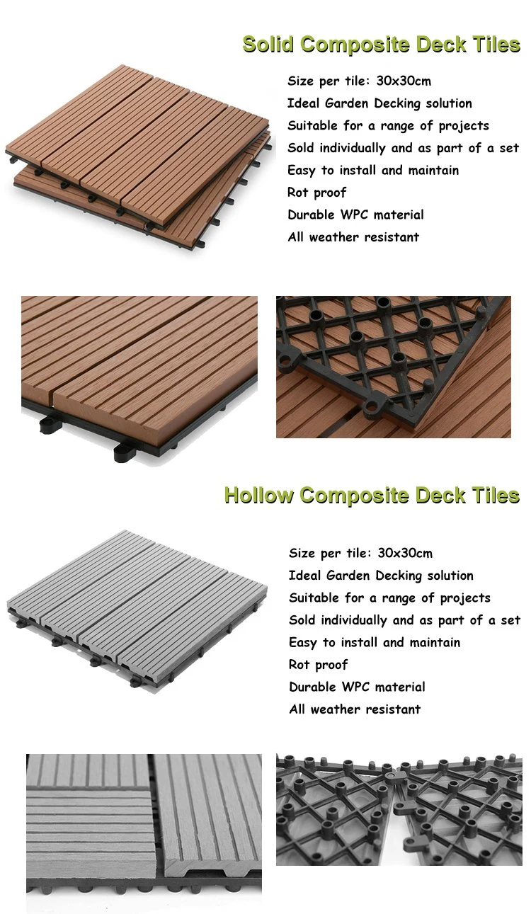 WPC DIY Wood-Plastic Composite Patio Deck Tiles 3D Interlocking Decking Floor Tile