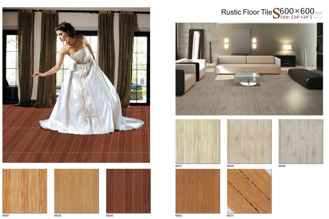 600X600 mm Home Decoration Gray Wood Flooring Ceramic Tile