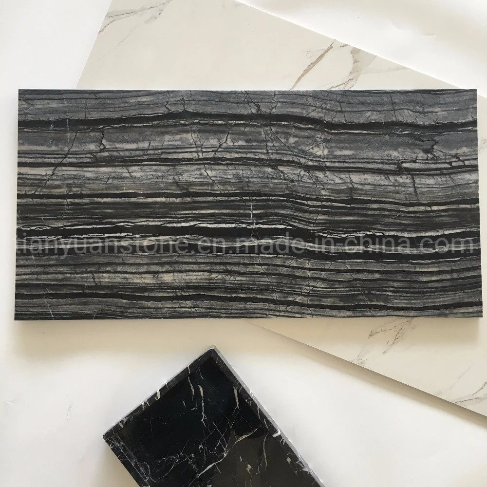 China Cheap Polished Silver Dragon Black Marble for Flooring Tiles