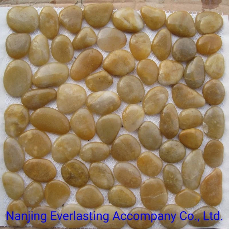 Sliced Polished Natural Stone Pebbles Mosaic Wall &amp; Floor Tile