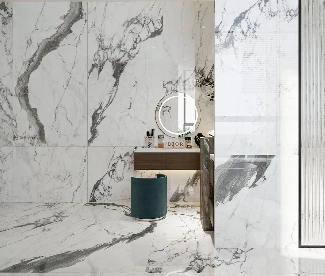 900X1800 Glazed Full Polished White Marble Effect Porcelain Wall Tile