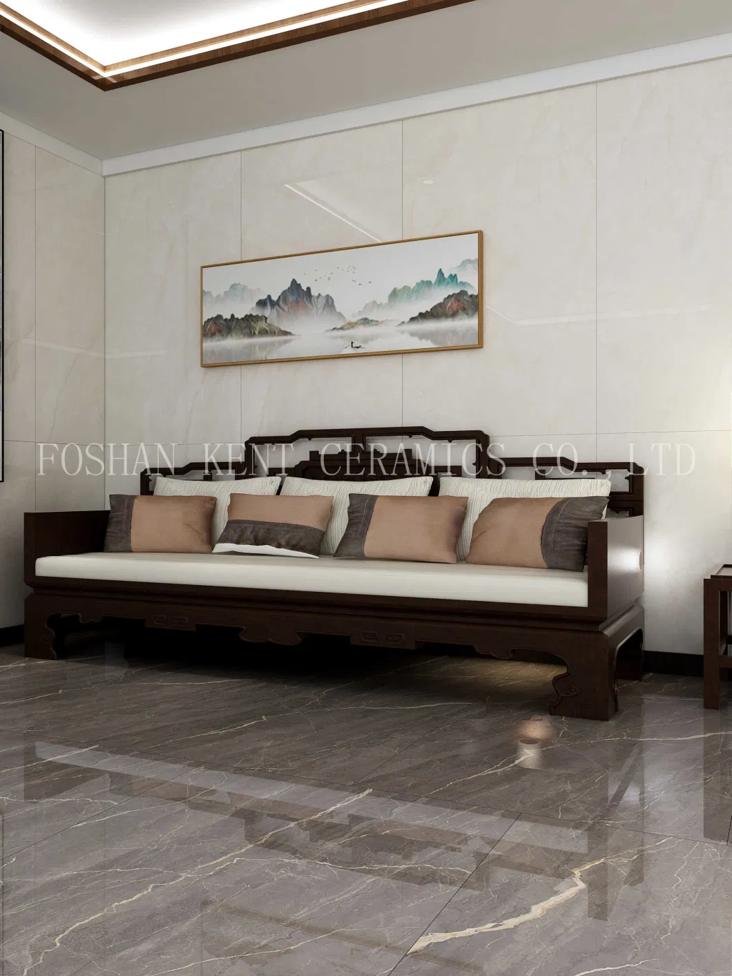 Darker Marble Grain Look Modern Style Flooring Glossy 900*1800mm Full Body Tile for Living Room and Dining Room