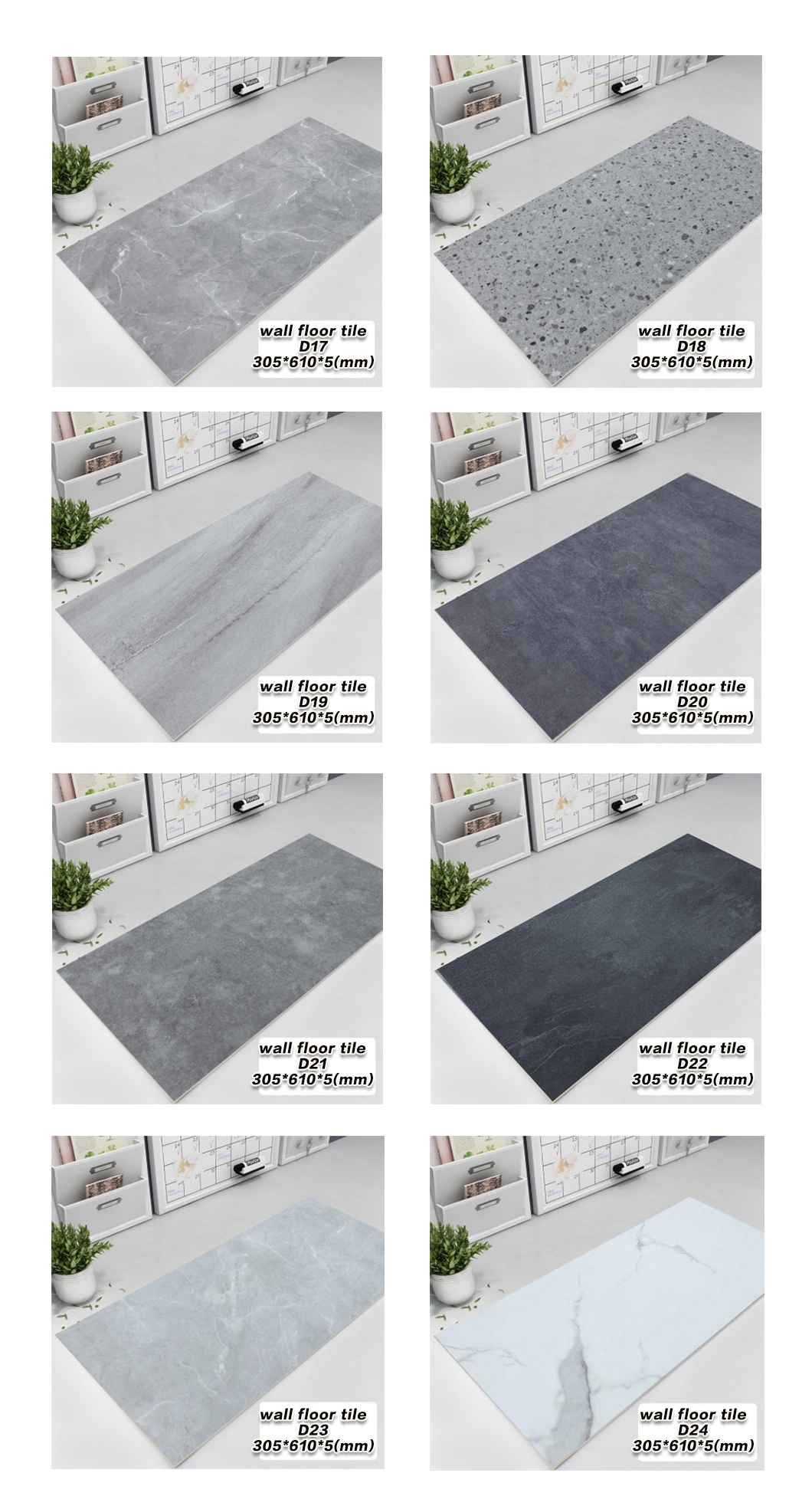 China Manufacturer Interlocking Click PVC Plastic Flooring Waterproof Material Spc Bathroom Vinyl Plank Floor and Wall Tile