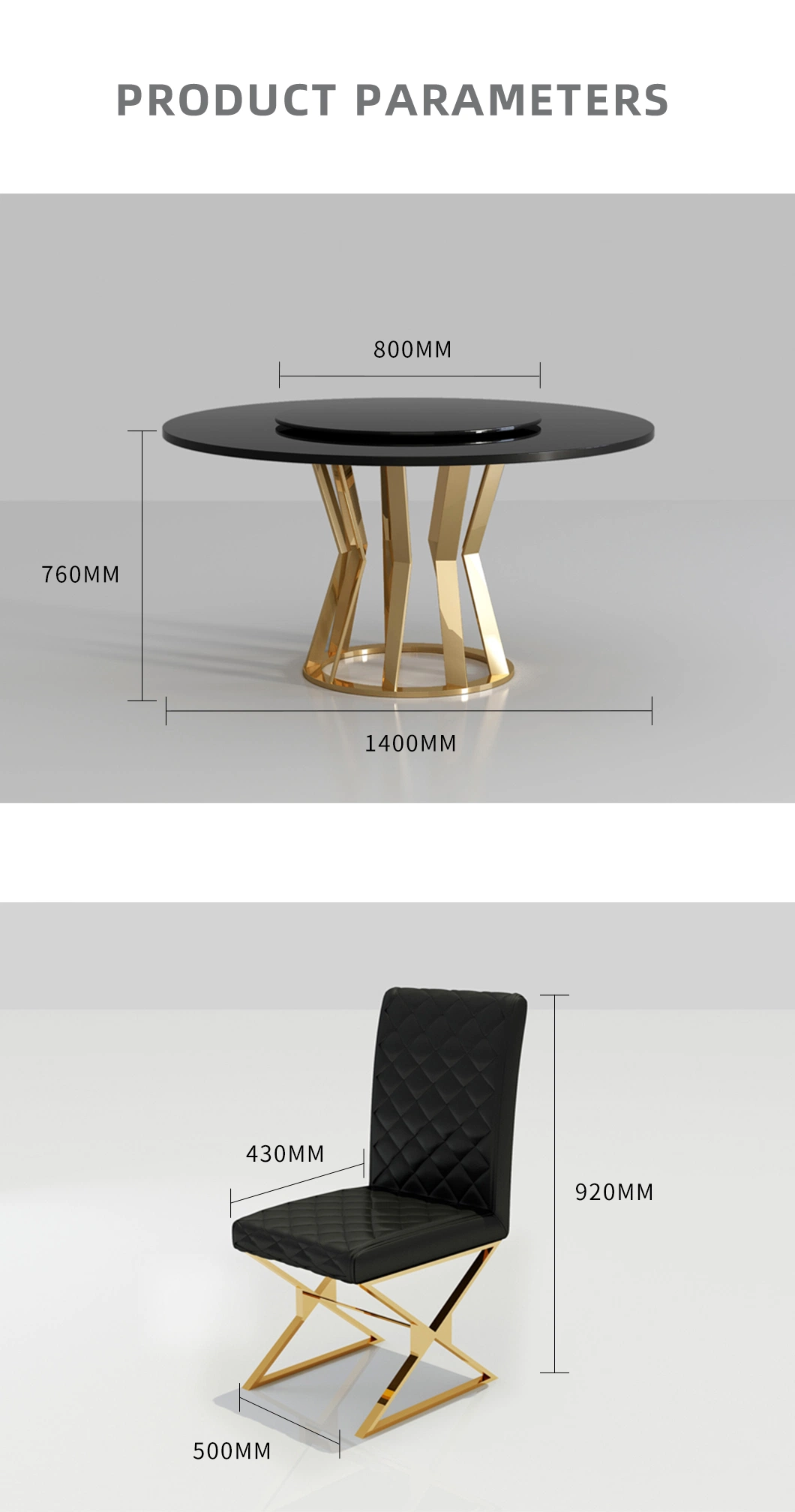 Modern Dining Room Furniture Restaurant Metal Dining Chairs Hotel Banquet Dining Set