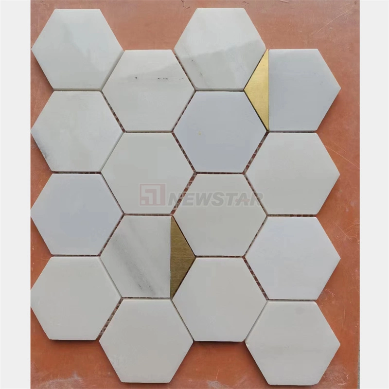 White Polishing Marble Stone Mosaic Tile European Hexagon Marble Mosaic