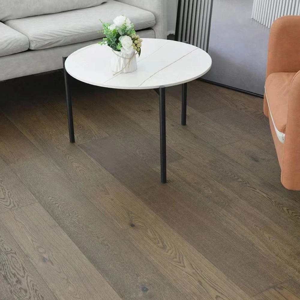 Light Smoked Color Engineer Oak Wood Floor Dotan Grey White Oak Engineered Flooring