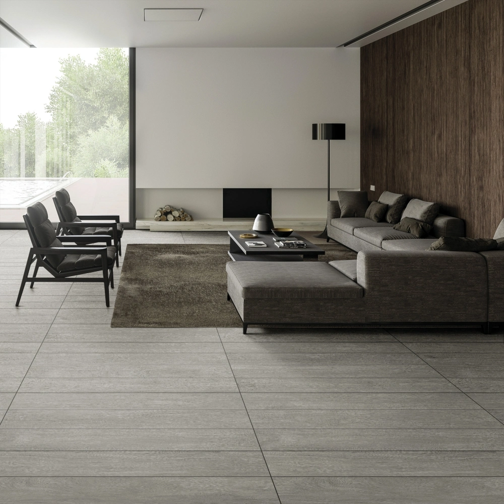 Grey Wood Look Glazed Porcelain Tile for Living Room